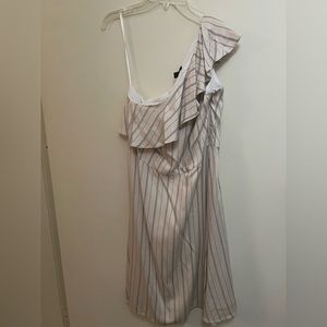 One Shoulder Pinstripe Dress